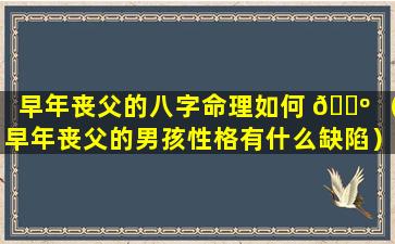 早年丧父的八字命理如何 🐺 （早年丧父的男孩性格有什么缺陷）